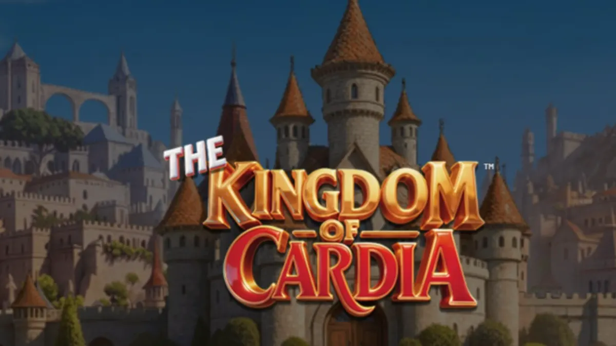 The Kingdom of Cardia slot machine interface featuring fantasy card theme